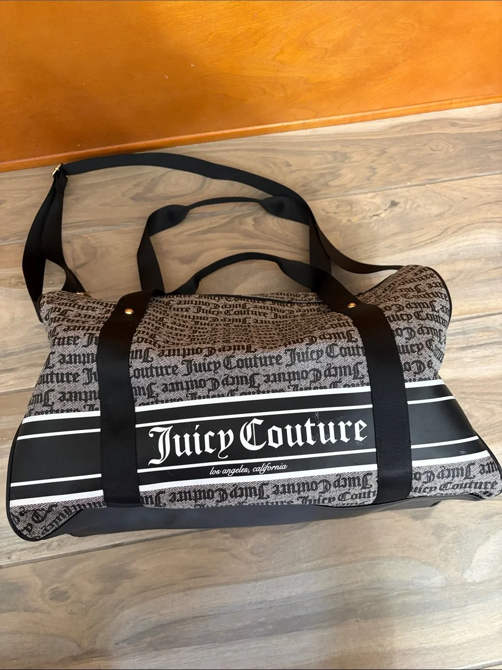Juicy Couture Black and Gray Logo Duffel Bag